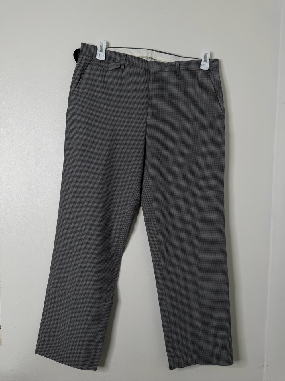 Calvin Klein Grey Plaid Wool Blend Dress Pants 32x32 - Picture 2 of 10
